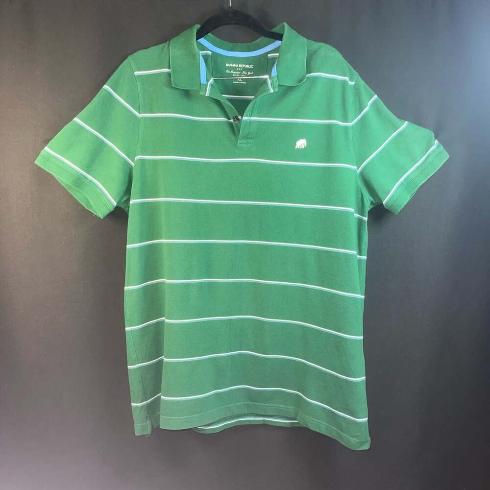 Banana Republic Striped Polo Shirt Green XL